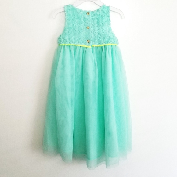 NEW Cat & Jack Mint Green Girl's Dress Empire Waist Rosette Dress Size 2T Nwot - Picture 4 of 7